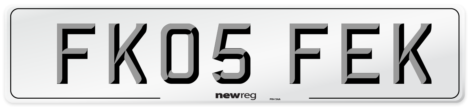 FK05 FEK Number Plate from New Reg